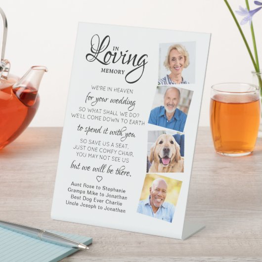 In Loving Memory 4フォト天国結婚の記念碑 台座サイン (インサイチュ)