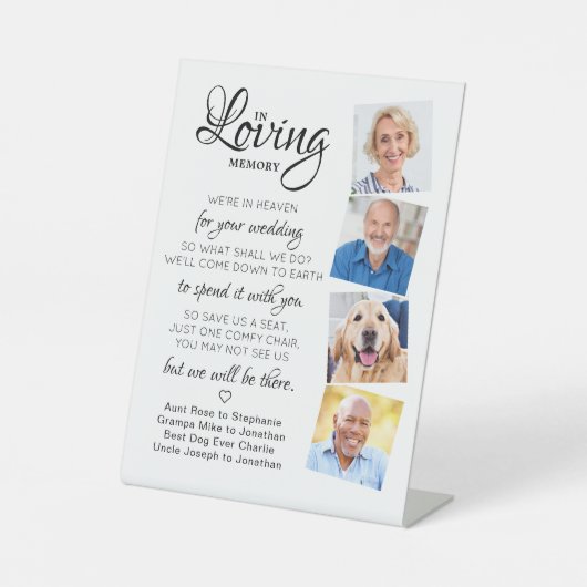 In Loving Memory 4フォト天国結婚の記念碑 台座サイン (正面)