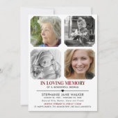 In Loving Memory | 4枚の写真コラージュ 葬儀 招待状 (正面)