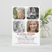 In Loving Memory | 4枚の写真コラージュ 葬儀 招待状 (スタンド正面)