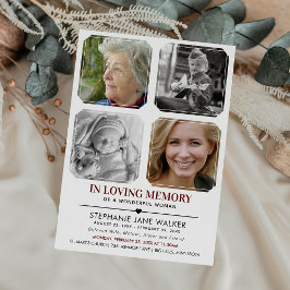 In Loving Memory | 4枚の写真コラージュ 葬儀 招待状