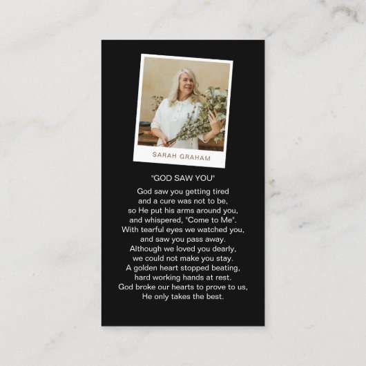 In Loving Memory 4 Photo Prayer 名刺 (裏面)