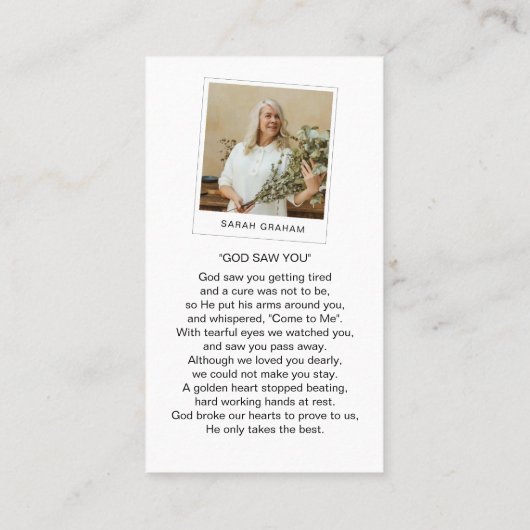 In Loving Memory 4 Photo Prayer 名刺 (裏面)