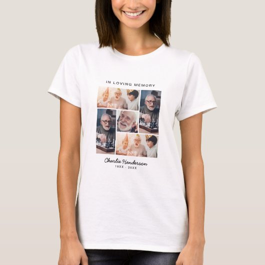 In Loving Memory 5 枚の写真の葬儀デザイン Tシャツ (正面)