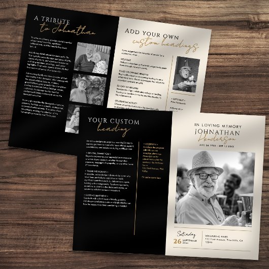 In Loving Memory 5-Photo エレガント Memorial Program