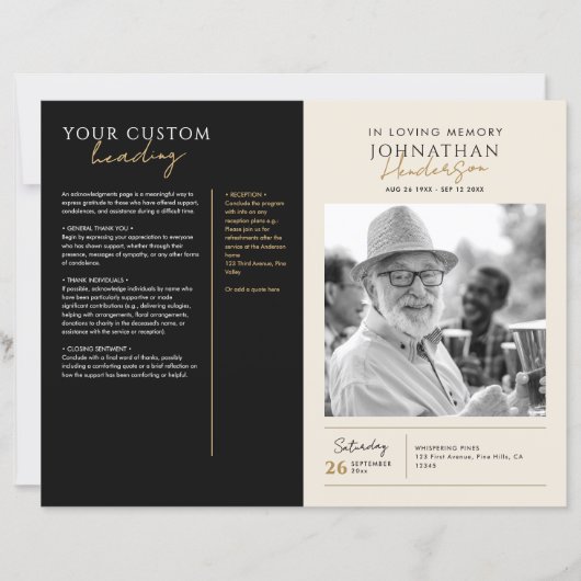 In Loving Memory 5-Photo エレガント Memorial Program (正面)