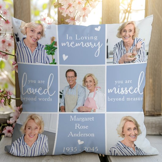 In Loving Memory 5 Photo Collage カスタム Memorial クッション