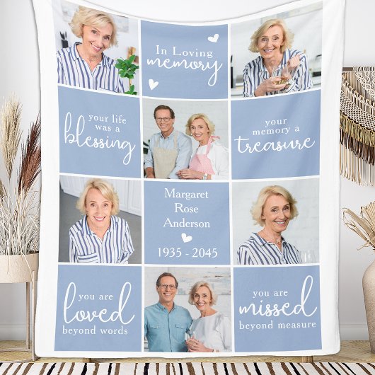 In Loving Memory 6 Photo Collage カスタム Memorial フリースブランケット