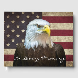 In Loving Memory American Flag Bald Eagle Funeral ゲストブック