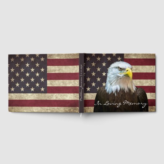 In Loving Memory American Flag Bald Eagle Funeral ゲストブック (全面)