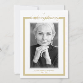 In Loving Memory B&W Golden Photo Service Dear ノートカード