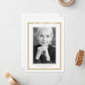 In Loving Memory B&W Golden Photo Service Dear ノートカード (正面/裏面インサイチュ)