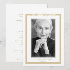 In Loving Memory B&W Golden Photo Service Dear ノートカード