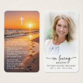 In Loving Memory Beach Sunset Photo Prayer Card (正面&裏面)