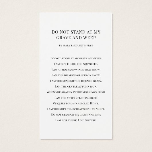 In Loving Memory Before & After Prayer Card (裏面)