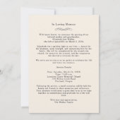 In Loving Memory Beige Photo Funeral Invitation 招待状 (裏面)