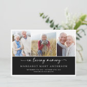 In Loving Memory Black 3 Photo Funeral Sympathy  サンキューカード (スタンド正面)