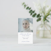 In Loving Memory Blue Botanical Photo Prayer Card 名刺 (スタンド正面)