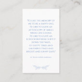 In Loving Memory Blue Botanical Photo Prayer Card 名刺 (裏面)