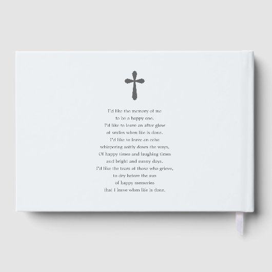 In Loving Memory Blue Floral Funeral Guest Book ゲストブック (裏面)