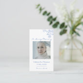 In Loving Memory Blue Floral Photo Prayer Card 名刺 (スタンド正面)