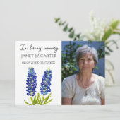 In Loving Memory Bluebonnets Texas Floral Funeral 招待状 (スタンド正面)