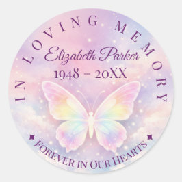 In Loving Memory Butterfly Remembrance Sticker ラウンドシール