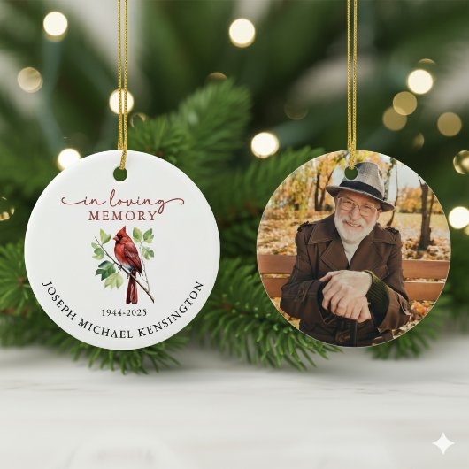 In Loving Memory Cardinal Memorial Keepsake セラミックオーナメント