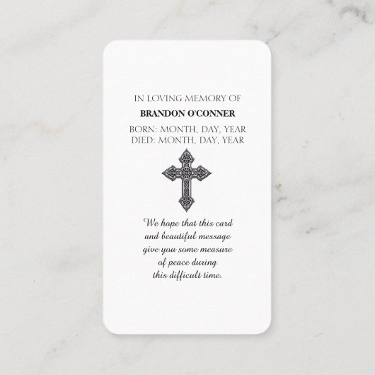 In Loving Memory Cardinal Sympathy Card 名刺 (裏面)