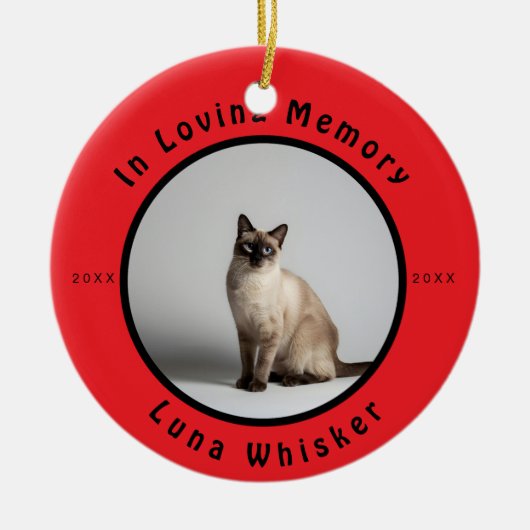 In Loving Memory Cat Photo Memorial セラミックオーナメント (正面)