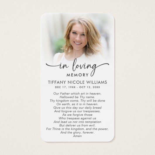 In Loving Memory Christian Prayer Cards (裏面)