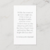 In Loving Memory Classic Photo Modern Prayer Card 名刺 (裏面)