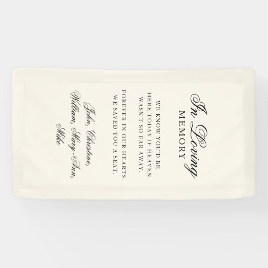 "In Loving Memory" Classic Wedding Memorial Beige 横断幕 (横)