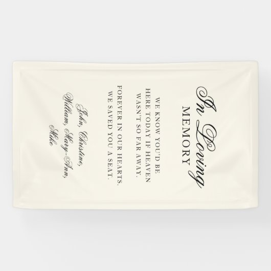 "In Loving Memory" Classic Wedding Memorial Beige 横断幕 (横)