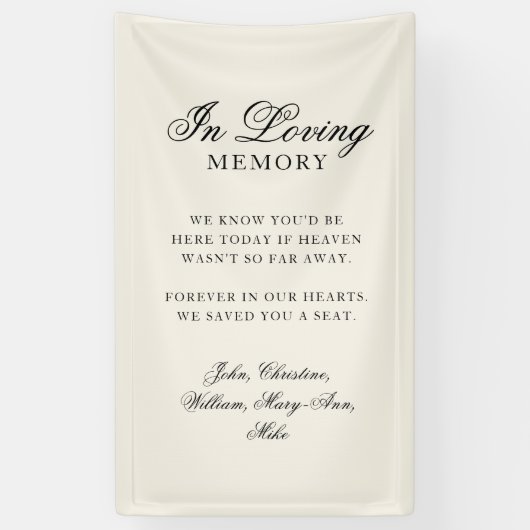 "In Loving Memory" Classic Wedding Memorial Beige 横断幕 (縦)
