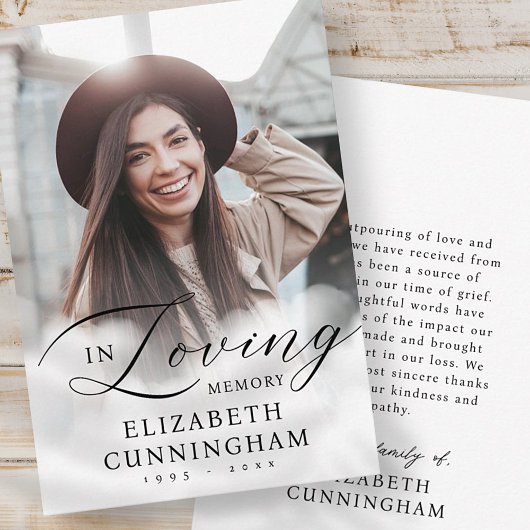 In Loving Memory Cloudsメモリアルモダン写真 サンキューカード