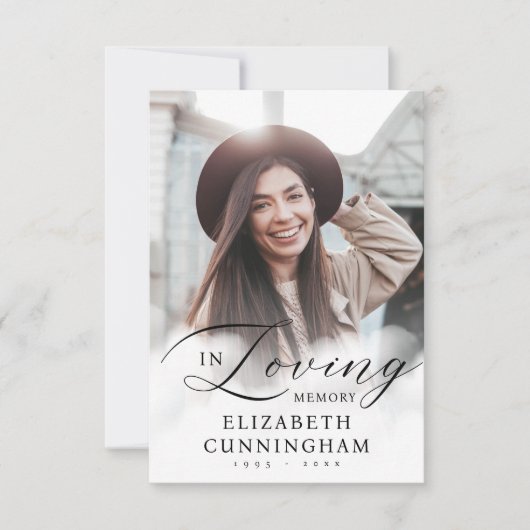 In Loving Memory Cloudsメモリアルモダン写真 サンキューカード (正面)