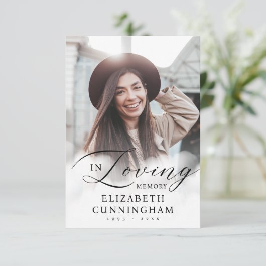 In Loving Memory Cloudsメモリアルモダン写真 サンキューカード (スタンド正面)