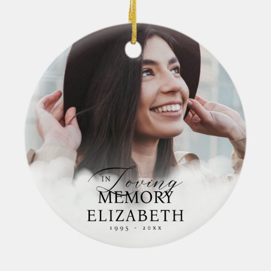 In Loving Memory Clouds記念写真モダン集 セラミックオーナメント (裏面)
