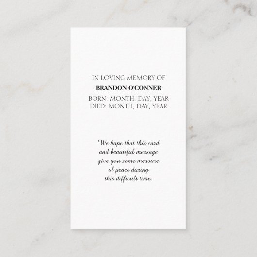 In Loving Memory Country side Memorial Card 名刺 (裏面)