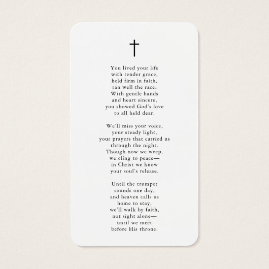 In Loving Memory Cross Photo Poem Prayer Card (裏面)