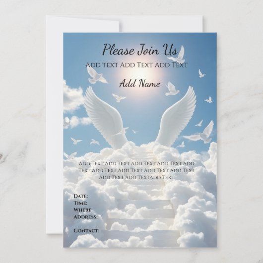 In Loving Memory,Custom card, rip, tribute,  招待状 (裏面)