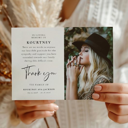 In Loving Memory Custom Photo & Message Sympathy  サンキューカード