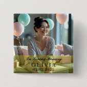 In Loving Memory Custom Photo Square Button 缶バッジ (正面)