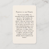 "In loving Memory" Elegant  Beige Photo Prayer  名刺 (裏面)