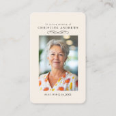 "In loving Memory" Elegant  Beige Photo Prayer  名刺 (正面)