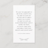 In Loving Memory Elegant Floral Photo Prayer Card 名刺 (裏面)