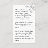 In Loving Memory Elegant Floral Photo Prayer Card 名刺 (裏面)