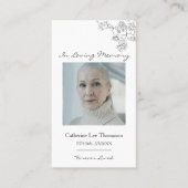 In Loving Memory Elegant Floral Photo Prayer Card 名刺 (正面)