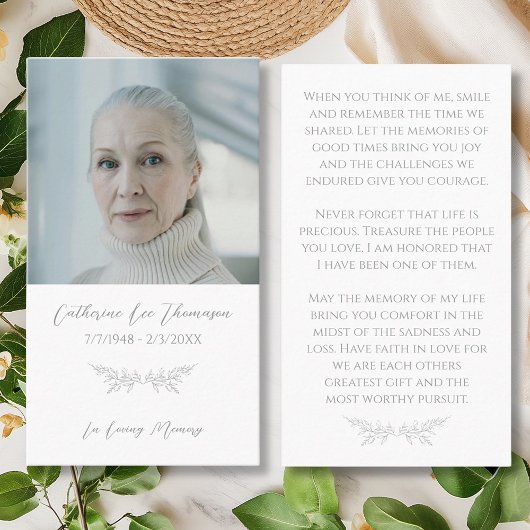 In Loving Memory Elegant Floral Prayer Card 名刺